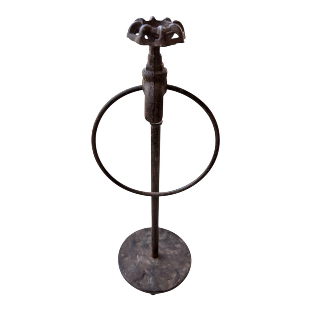 Rustic Industrial Faucet Towel Ring Stand Freestanding Metal Steampunk Farmhouse